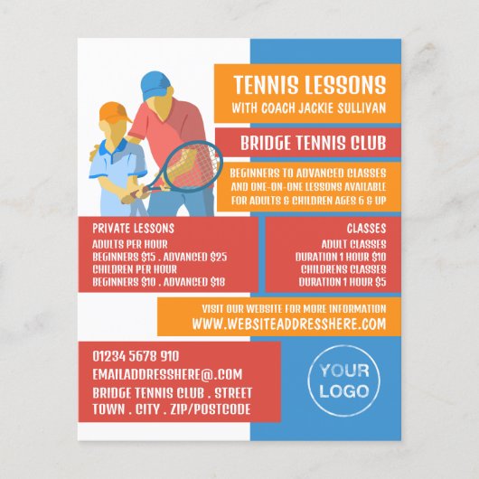 Tennis Art Design, Tennis Lessen/Klassen Flyer (Voorkant)
