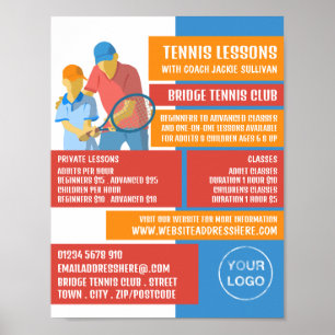 Tennis Art Design, Tennislessen/Klassen Advertenti Poster