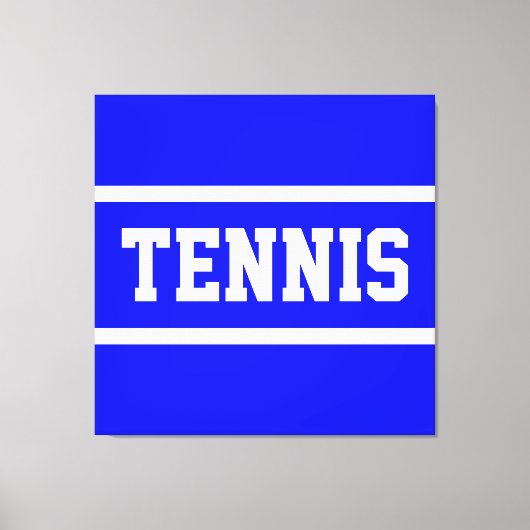 TENNIS Athletic Bright Blue White Stripes Canvas Afdruk (Voorkant)