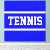 TENNIS Athletic Bright Blue White Stripes Canvas Afdruk (Insitu (Houten vloer))