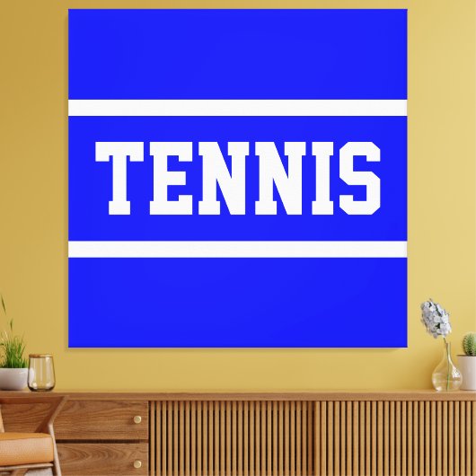 TENNIS Athletic Bright Blue White Stripes Canvas Afdruk (Insitu (Woonkamer))