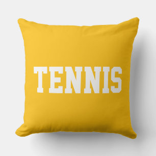 TENNIS Atletiek Witte Tekst Op Fel Geeloranje Kussen