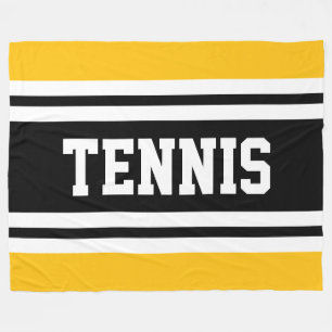 TENNIS Atletisch Geel Zwart Wit Racing Strepen Fleece Deken