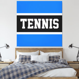 TENNIS Atletisch helderblauw zwart wit strepen Canvas Afdruk