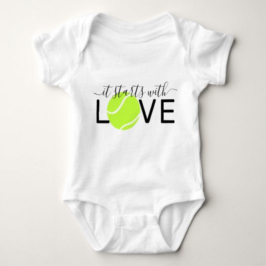 Tennis Baby begint met Love Tennis Player Romper (Voorkant)