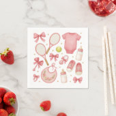 Tennis Baby Meisje in Roze thema met racket Servet (Insitu)