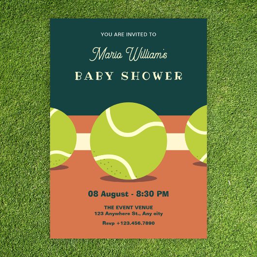 Tennis baby shower kaart