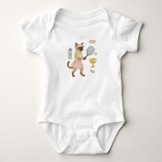 Tennis Baby shower thema voor kattenliefhebbers Romper (Voorkant)