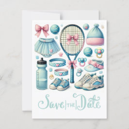 Tennis Baby shower voor Baby Boy Blue thema Briefkaart