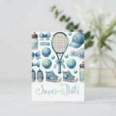 Tennis Baby shower voor Baby Boy Blue thema Briefkaart (Staand voorkant)