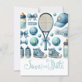 Tennis Baby shower voor Baby Boy Blue thema Briefkaart