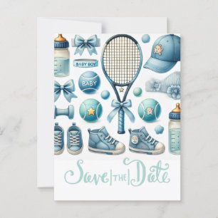 Tennis Baby shower voor Baby Boy Blue thema Briefkaart