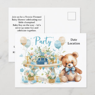 Tennis Baby shower voor Baby Boy Blue thema Briefkaart