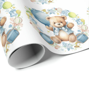 Tennis Baby shower voor Baby Boy Blue thema Cadeaupapier