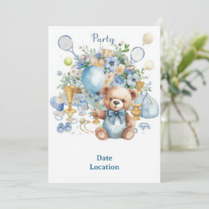Tennis Baby shower voor Baby Boy Blue thema Kaart