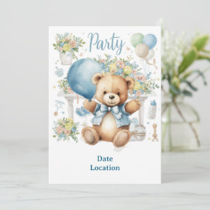 Tennis Baby shower voor Baby Boy Blue thema Kaart