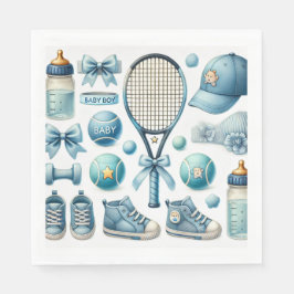Tennis Baby shower voor Baby Boy Blue thema Servet