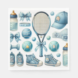 Tennis Baby shower voor Baby Boy Blue thema Servet