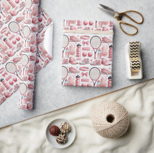 Tennis Baby shower voor Baby Girl Pink thema Cadeaupapier