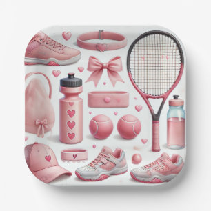 Tennis Baby shower voor Baby Girl Pink thema Papieren Bordje