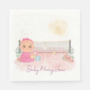 Tennis baby shower voor baby meisje roze thema servet
