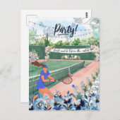 Tennis Bachelorette bruid op het veld  Briefkaart (Voorkant / Achterkant)