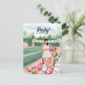 Tennis Bachelorette bruid op het veld Briefkaart (Staand voorkant)
