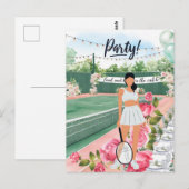 Tennis Bachelorette bruid op het veld Briefkaart (Voorkant / Achterkant)
