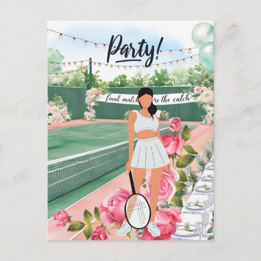 Tennis Bachelorette bruid op het veld Briefkaart (Voorkant)