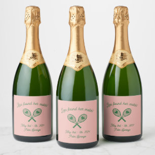 Tennis Bachelorette Eten en Drinken Label Sparkling Wijnetiket