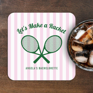 Tennis Bachelorette Feest Maak een Racket Gestreep Kartonnen Onderzetters