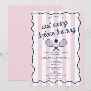 Tennis Bachelorette-feest Retro Strepen Roze Kaart