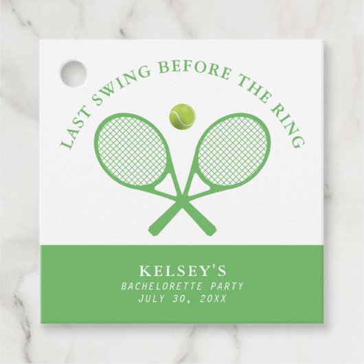 Tennis Bachelorette Laatste Swing Voor De Ring Bedankjes Labels (Voorkant)
