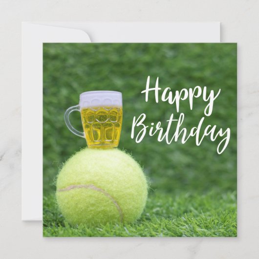 Tennis bal met Beer Birthday Kaart (Voorkant)