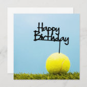 Tennis bal met Happy Birthday-teken aan de blauwe (Voorkant / Achterkant)