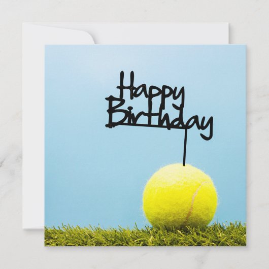 Tennis bal met Happy Birthday-teken aan de blauwe (Voorkant)