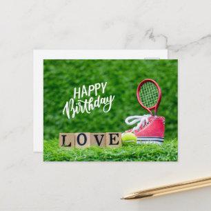 Tennis bal met Happy Birthday uit liefde Briefkaart