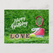 Tennis bal met Happy Birthday uit liefde Briefkaart (Voorkant)