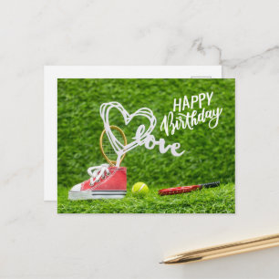 Tennis bal met Happy Birthday uit liefde Briefkaart