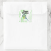 Tennis bal met Happy Birthday Vierkante Sticker (Tas)