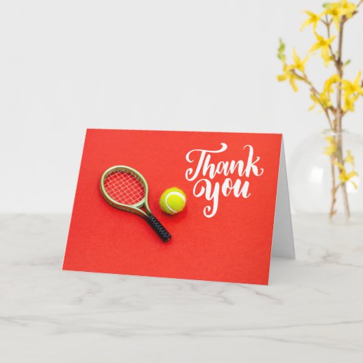Tennis bal met woord dank je kaart (Gele Bloem)