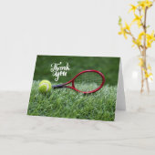 Tennis bal met woord dank je kaart (Gele Bloem)