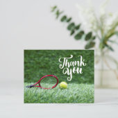 Tennis bal met woord dank je kaart (Staand voorkant)