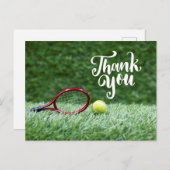 Tennis bal met woord dank je kaart (Voorkant / Achterkant)
