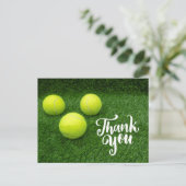 Tennis bal met woord dank je kaart (Staand voorkant)