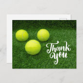 Tennis bal met woord dank je kaart (Voorkant / Achterkant)