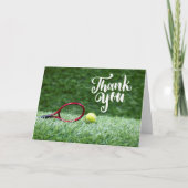 Tennis bal met woord dank je kaart (Voorkant)