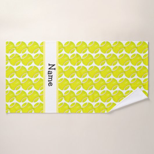 Tennis-balkpatroon voor speler met naam badhanddoek (Badhanddoek)