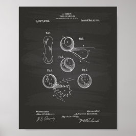 Tennis Ball 1914 Patent Art Chalkboard Poster