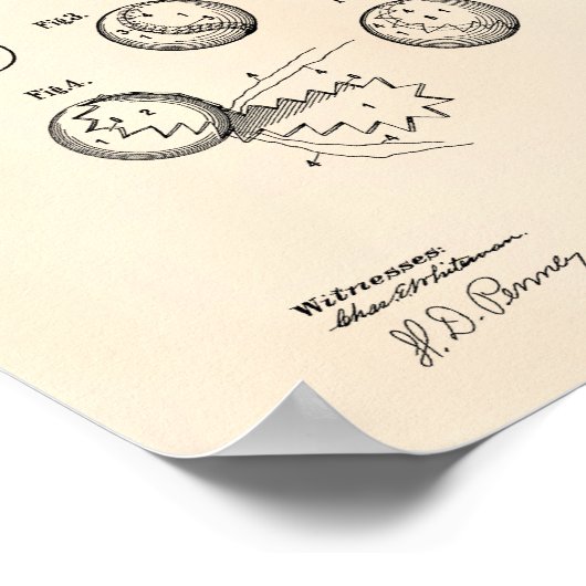 Tennis Ball 1914 Patent Art Old Peper Poster (Hoek)